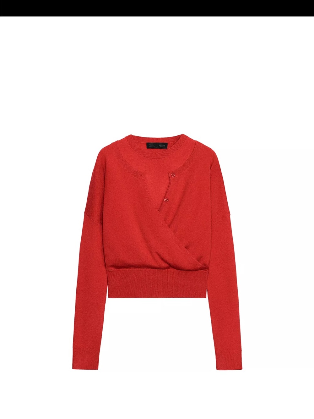 Zara Red Wrap-Detail Crewneck Sweater